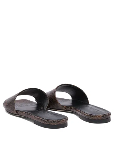 Aeyde Square Toe Flat Sole Sandals With Textured Finish