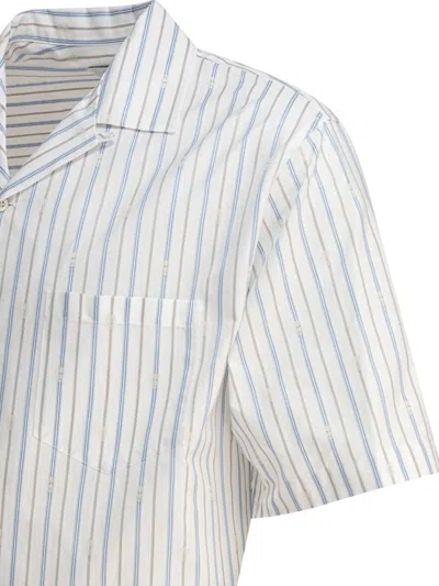 Alexander Mcqueen Short-sleeve Striped Shirt With Camp Collar