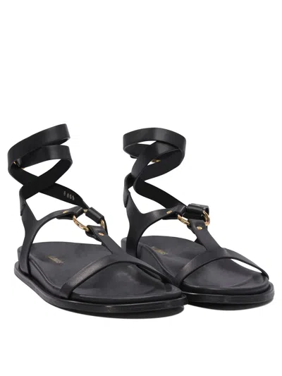 Alohas Ankle-wrap Sandals With Gold Accent