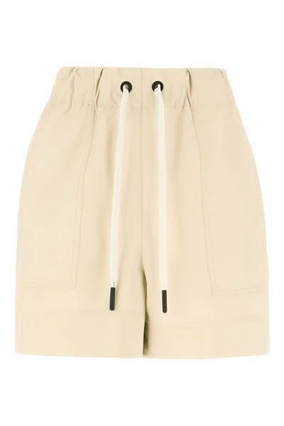 Moncler Elastic Waistband Shorts Side Pockets In Neutral
