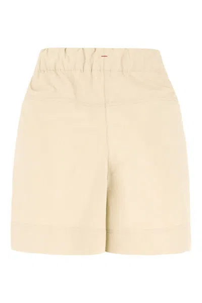 Moncler Elastic Waistband Shorts Side Pockets In Neutral