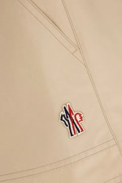 Moncler Elastic Waistband Shorts Side Pockets In Neutral