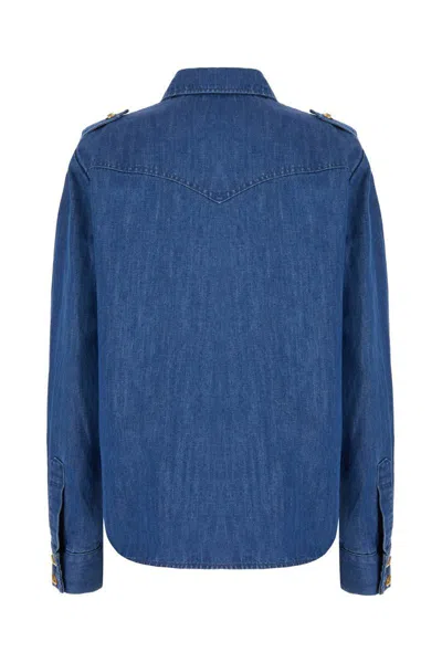 Valentino Casual Shirt With Chest Pockets And Epaulettes In Blue