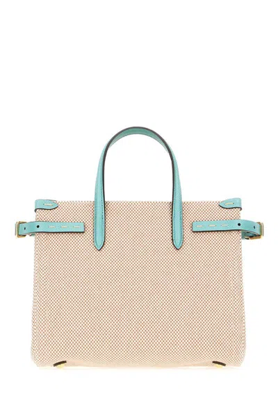 Valentino Women's Two-tone Canvas Antibes Shopping Bag | 6w2b0r19jse Color R2k In Nate Tobacco Ice Green