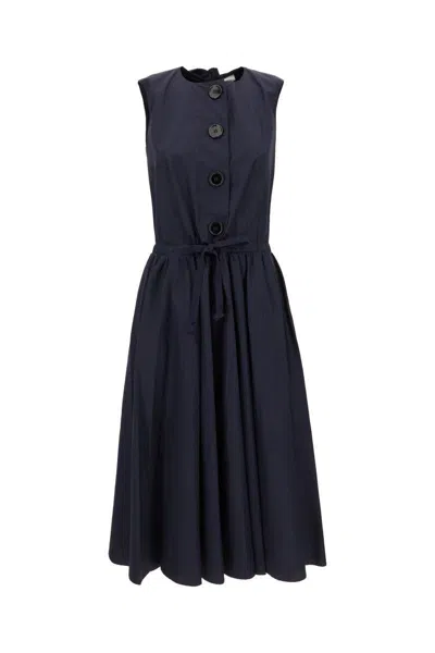 Patou Buttoned-up Midi Dress In Navy Black