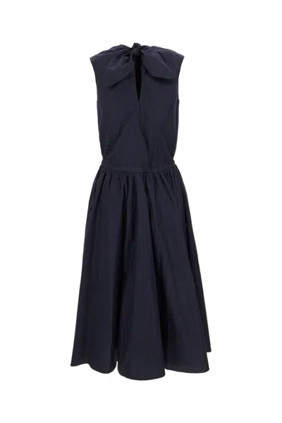 Patou Buttoned-up Midi Dress In Navy Black