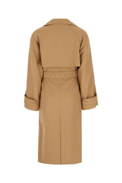 Michael Kors Polyester Blend Trench Coat With Notched Lapels In Cafe