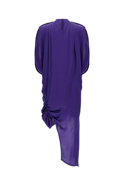 Off-white Asymmetric Design Acetate Blend Dress In Deep Blue