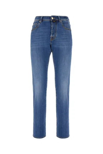 Jacob Cohen Stitched Denim Trousers Featuring Belt Loops In Blue