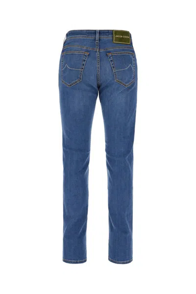 Jacob Cohen Stitched Denim Trousers Featuring Belt Loops In Blue