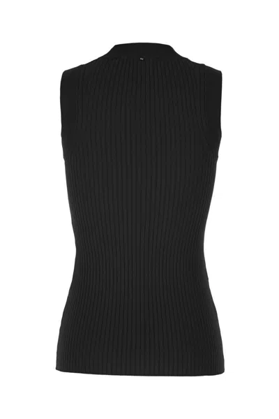 Sportmax Canotta Nera In Cotone A Costine In Black