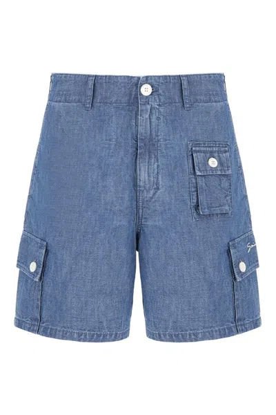 Givenchy Denim Bermuda Shorts With Pockets And Loops In Denim Blue