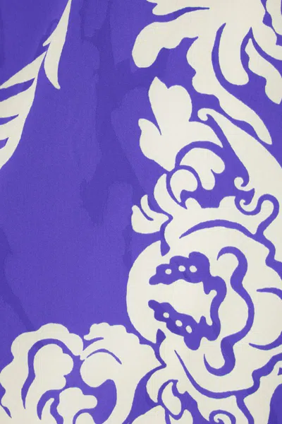 Etro Floral Jacquard Kesa Robe In Blue Background Print