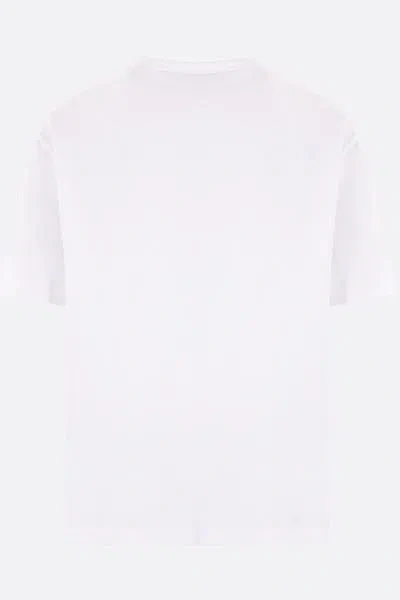 Palm Angels White Short-sleeved T-shirt With Monogram Pa Embroidery In White+black