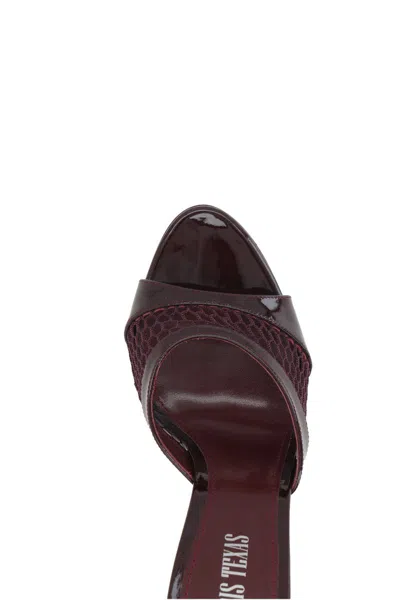 Paris Texas Mules In Rouge Noir Mesh And Patent Leather In Burgundy