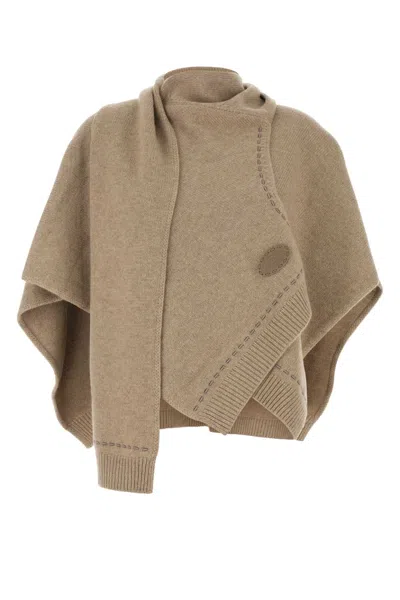 Fendi Cashmere Poncho With Asymmetric Draped Silhouette