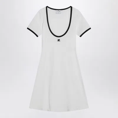 Courrèges Ribbed Cotton Mini Dress With Logo Embroidery