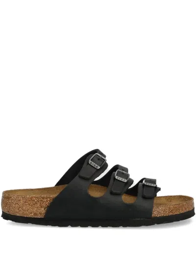 Birkenstock Florida Bs Leather Slides In Black