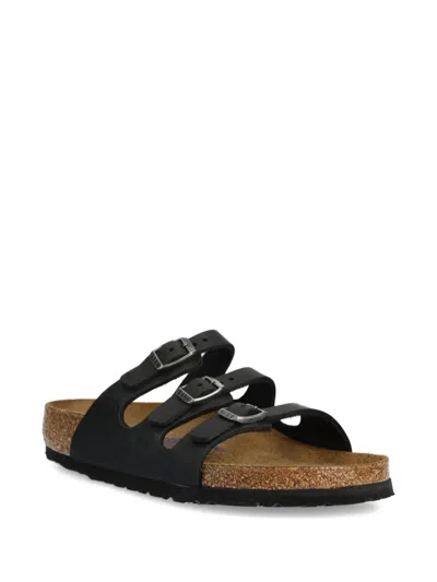 Birkenstock Florida Bs Leather Slides In Black