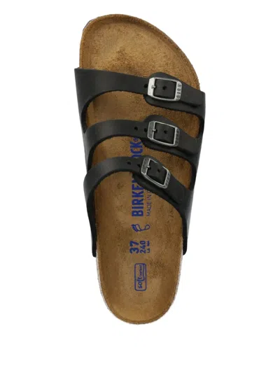 Birkenstock Florida Bs Leather Slides In Black