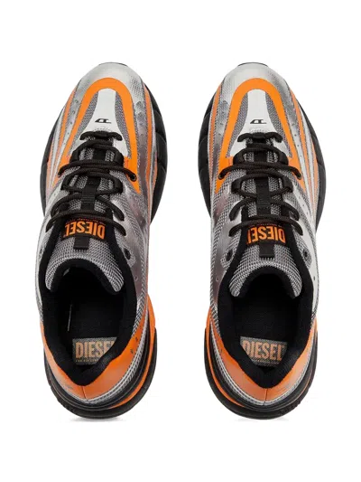 Diesel Man Sneakers Orange Size 10 Polyester In Multi