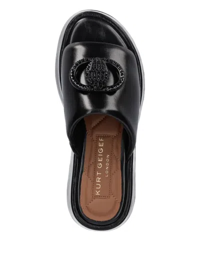 Kurt Geiger Leather Platform Slides In Black