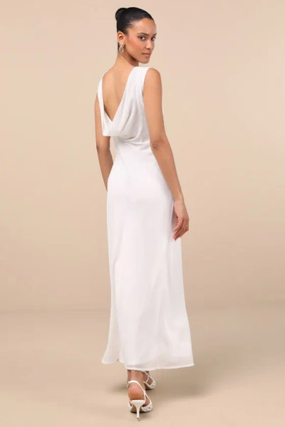 Lulus Yaneli White Boat Neck Cowl Back Maxi Dress In White