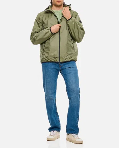 Moncler Hooded Nylon Jacket Side Pockets In Green