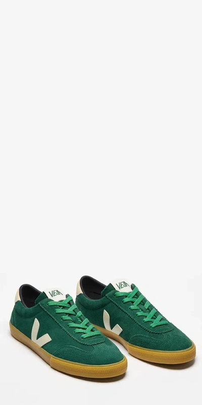 Veja Volley Brushed Suede Sneakers In Green
