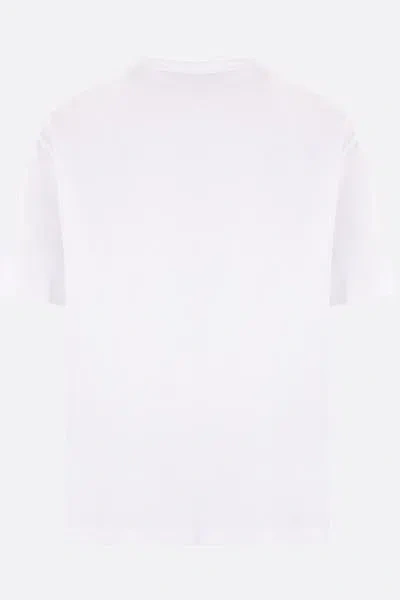 Palm Angels White Short-sleeved T-shirt With Monogram Pa Embroidery In White+black
