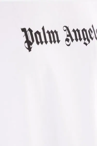Palm Angels White Short-sleeved T-shirt With Monogram Pa Embroidery In White+black