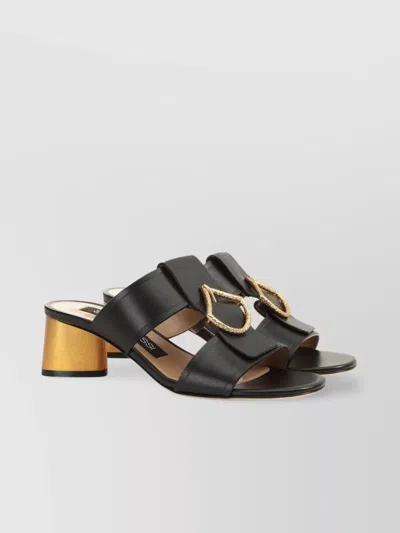 Sergio Rossi Block Heel Mules With Round Open Toe