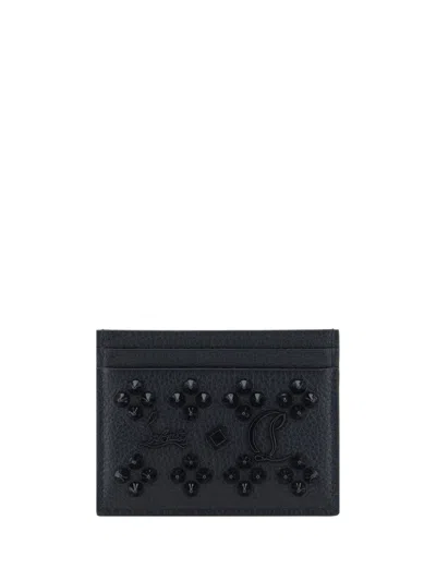 Christian Louboutin Womens Black Kios Loubinthesky-embellished Leather Card Holder In Black