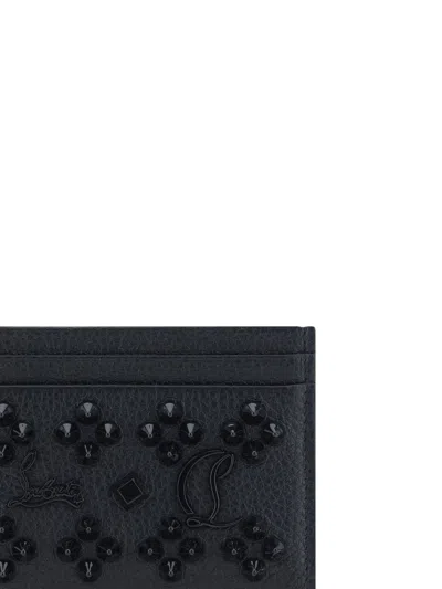 Christian Louboutin Womens Black Kios Loubinthesky-embellished Leather Card Holder In Black