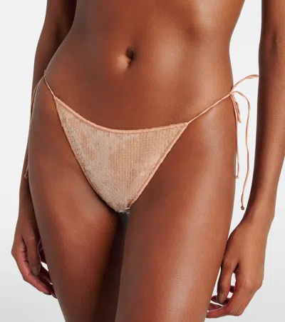 Oseree Sequined Bikini In Beige