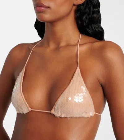 Oseree Sequined Bikini In Beige