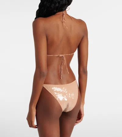 Oseree Sequined Bikini In Beige