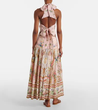 Camilla Linen And Silk Crop Top In Multicoloured