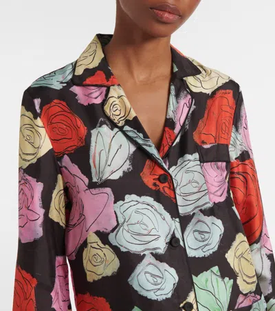 Marni Roses Silk Twill Pyjama Shirt In Multicoloured
