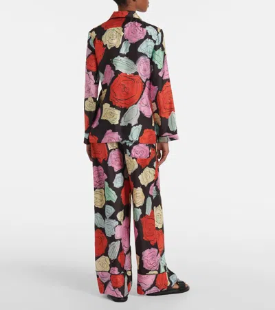 Marni Roses Silk Twill Pyjama Shirt In Multicoloured