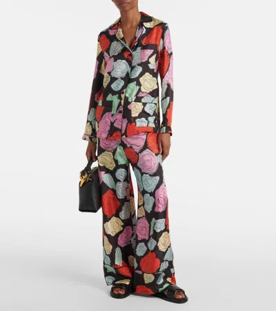 Marni Roses Silk Twill Pyjama Shirt In Multicoloured