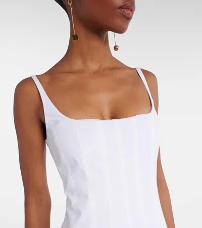 Jacquemus Agave Flared Midi Dress With Square Neckline In White