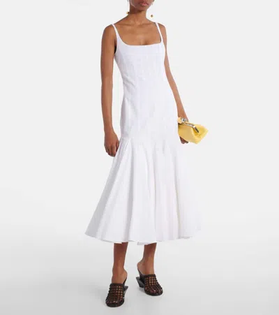 Jacquemus Agave Flared Midi Dress With Square Neckline In White