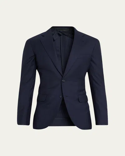 Brioni Men's Solid Wool-silk Blazer In Navy