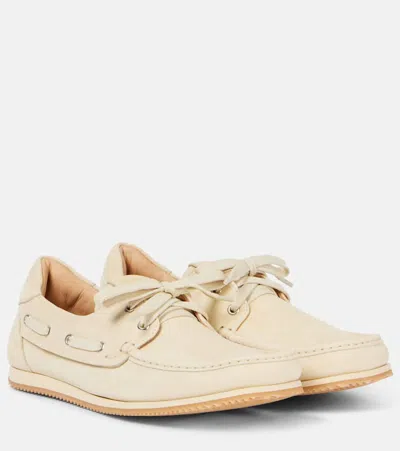 Jacquemus Moc-toe Leather Boat Shoes In Yellow