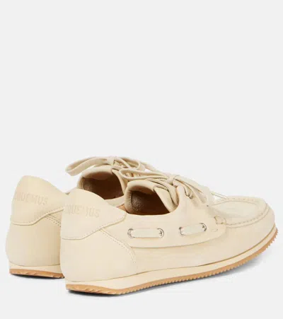 Jacquemus Moc-toe Leather Boat Shoes In Yellow