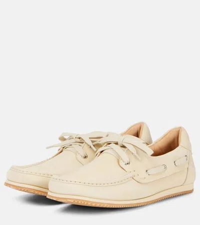 Jacquemus Moc-toe Leather Boat Shoes In Yellow