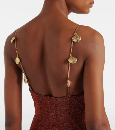 Oseree Oséree Lumière Shells Embellished Swimsuit In Brown