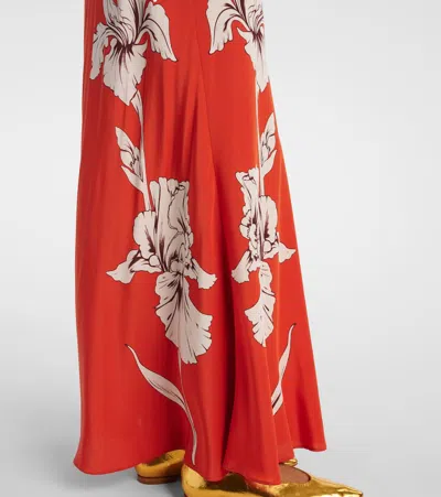 La Doublej Marlene Floral-print Silk-crepe Maxi Dress In Orange