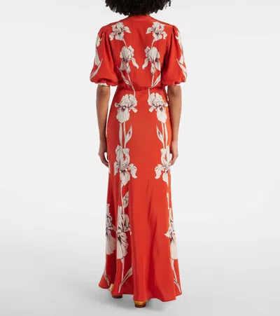 La Doublej Marlene Floral-print Silk-crepe Maxi Dress In Orange